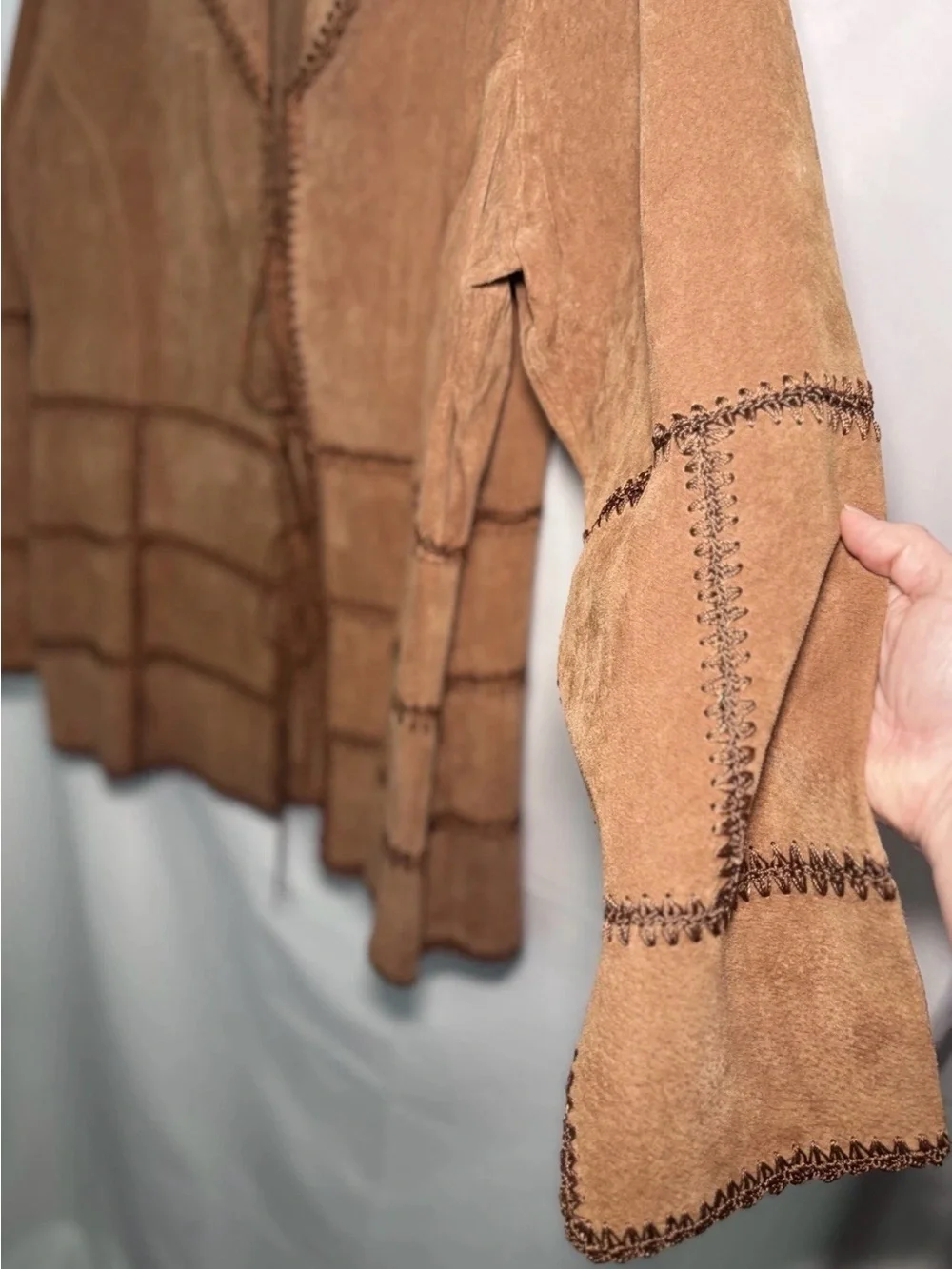 Vintage Outbrook Woman 100% Leather Suede Brown Boho Jacket Sz 1X (16W/18W)